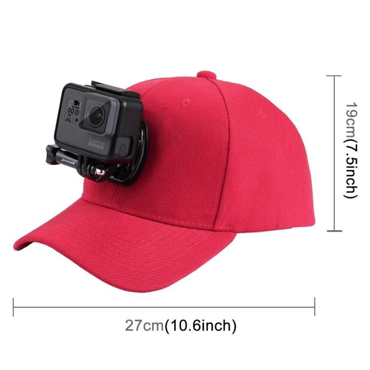 PULUZ Baseball Hat with J-Hook Buckle Mount & Screw for GoPro HERO7 /6 /5 /5 Session /4 Session /4 /3+ /3 /2 /1, DJI OSMO Action, Xiaoyi and Other Action Cameras(Red)