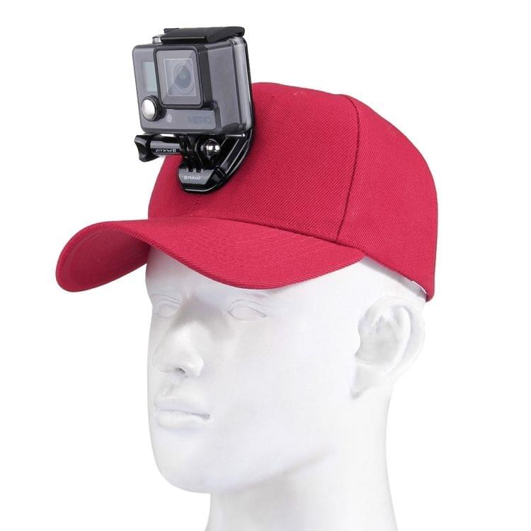 PULUZ Baseball Hat with J-Hook Buckle Mount & Screw for GoPro HERO7 /6 /5 /5 Session /4 Session /4 /3+ /3 /2 /1, DJI OSMO Action, Xiaoyi and Other Action Cameras(Red)
