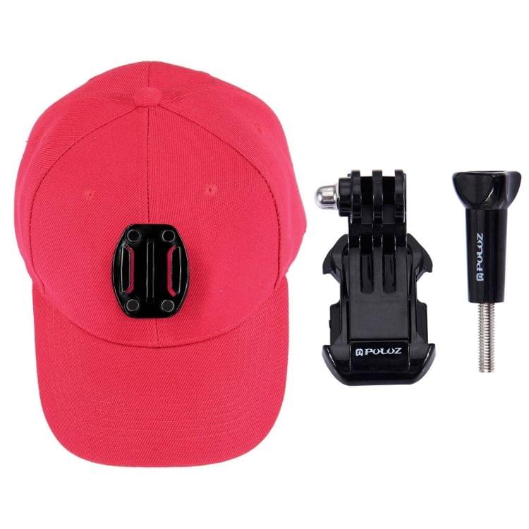 PULUZ Baseball Hat with J-Hook Buckle Mount & Screw for GoPro HERO7 /6 /5 /5 Session /4 Session /4 /3+ /3 /2 /1, DJI OSMO Action, Xiaoyi and Other Action Cameras(Red)