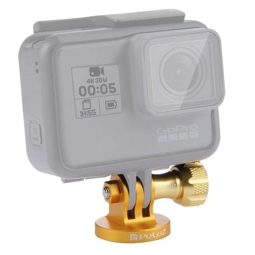 PULUZ 1/4 inch Screw Hole Tripod Mount CNC Adapter for GoPro NEW HERO /HERO7 /6 /5 /5 Session /4 Session /4 /3+ /3 /2 /1, DJI OSMO Action, Xiaoyi and Other Action Cameras(Gold)