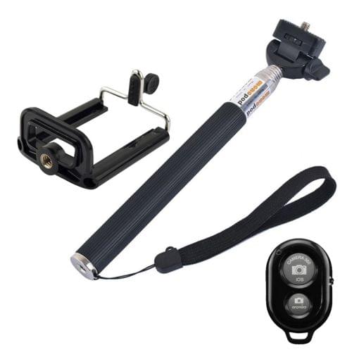 YKD-121 Extendable Handheld Selfie Monopod with Bluetooth Remote Shutter + Clip Holder Set for GoPro NEW HERO / HERO7 /6 /5 /5 Session /4 Session /4 /3+ /3 /2 /1 / SJ4000 / Mobile Phone