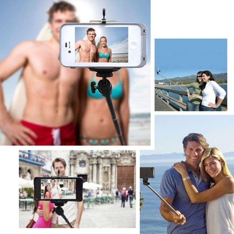 YKD-121 Extendable Handheld Selfie Monopod with Bluetooth Remote Shutter + Clip Holder Set for GoPro NEW HERO / HERO7 /6 /5 /5 Session /4 Session /4 /3+ /3 /2 /1 / SJ4000 / Mobile Phone