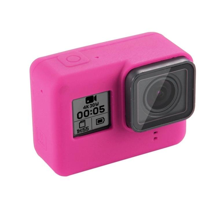 Silicone Protective Case with Lens Cover for GoPro HERO7 Black /7 White / 7 Silver /6 /5(Magenta)