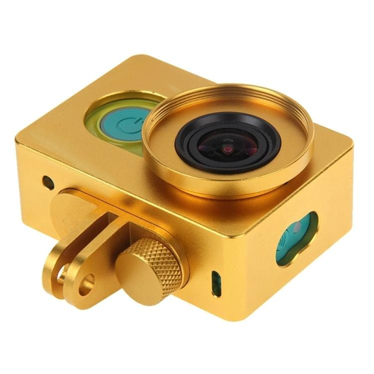 Housing Shell Metal Protective Cage with Mount Adapter + UV Lens Filter for Xiaoyi Sport Camera(Gold)