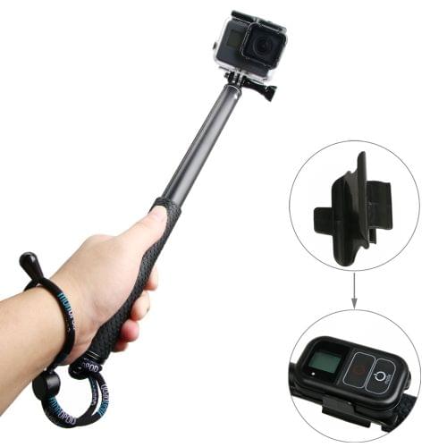 Handheld Aluminium Extendable Pole Monopod with Screw & Strap & Remote Control Buckle for GoPro HERO5 Session /5 /4 Session /4 /3+ /3 /2 /1, Xiaoyi Sport Cameras, Adjustment Length: 36-110cm(Black)