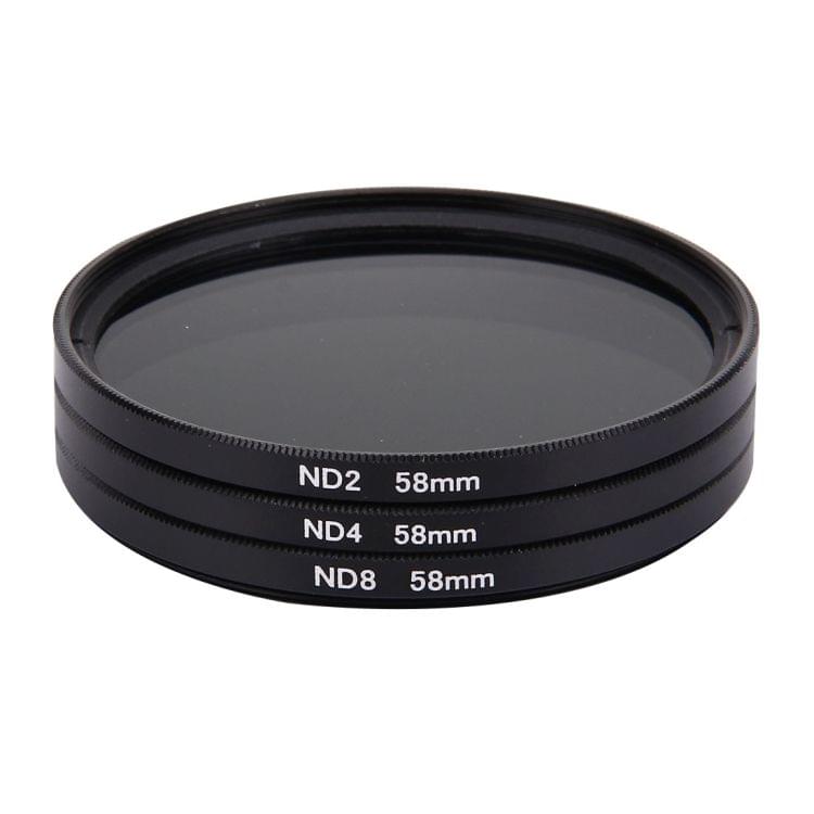 JUNESTAR Proffesional 58mm Lens Filter ND Filter Kits (ND2 + ND4 + ND8) for GoPro & Xiaomi Xiaoyi Yi & SJCAM Sport Action Camera