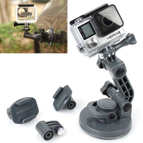 TMC Car Suction Cup Mount + Tripod Adapter + Handle Screw for GoPro NEW HERO /HERO6 /5 /5 Session /4 Session /4 /3+ /3 /2 /1, Xiaoyi and Other Action Cameras(Grey)