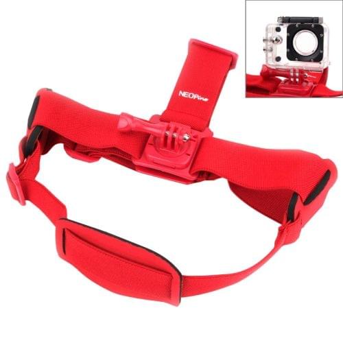 NEOpine GHS-2 Adjustable Action Camera Fixed Head Strap for GoPro HERO4 /3+ /3 /2 /1, Xiaomi Yi Sport Camera(Red)