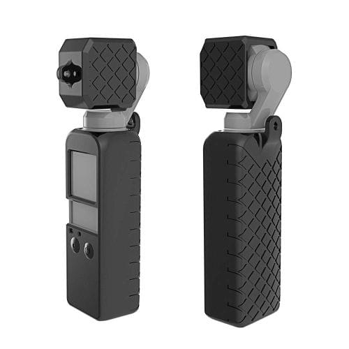 PULUZ 2 in 1 Diamond Texture Silicone Cover Case Set for DJI OSMO Pocket(Black)