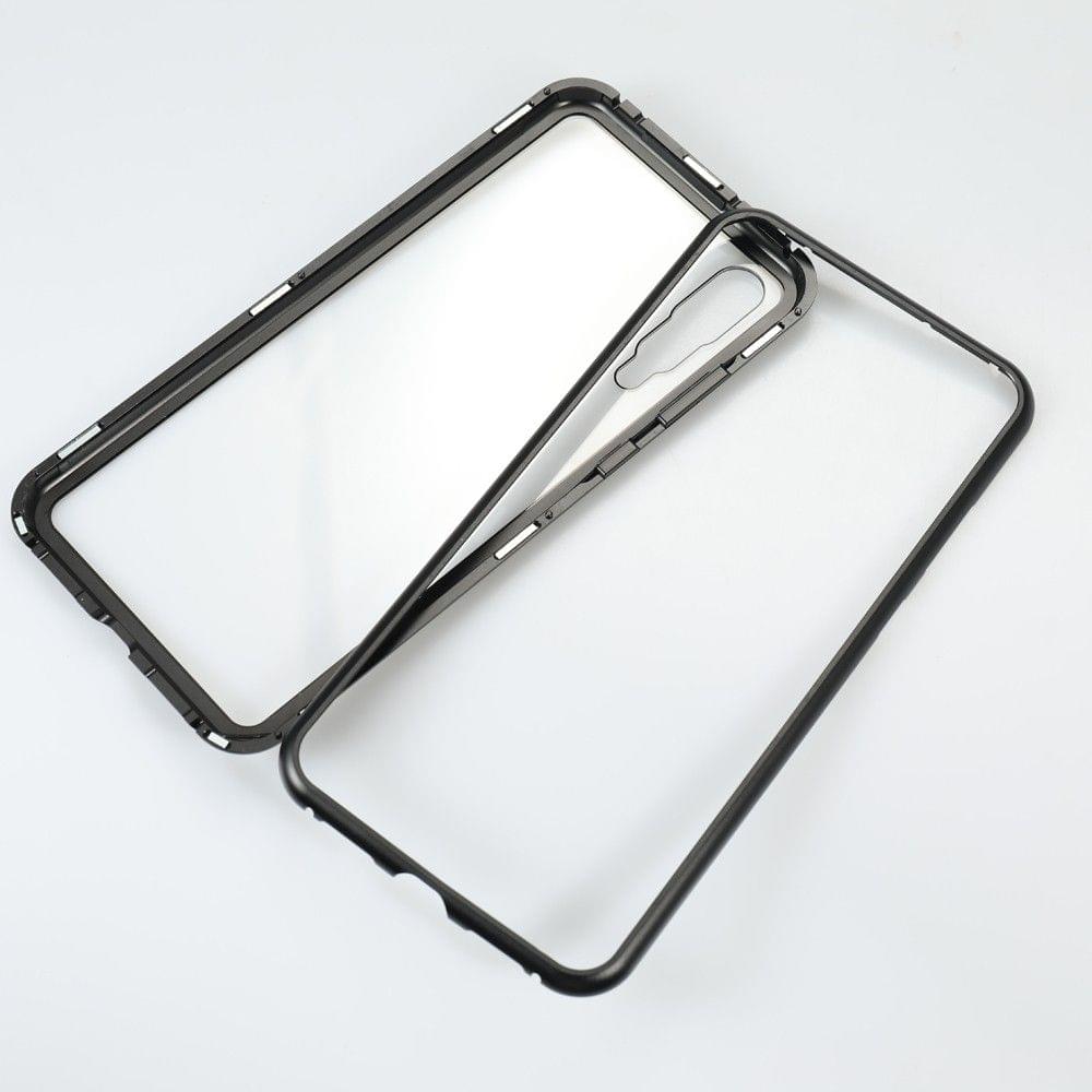 Metal-rimmed Mobile Phone Case Hardened Glass Magnetic Adsorption Protection Smartphone Cover Bumper Luxury Aluminum Frame Cases for Huawei P20 Pro