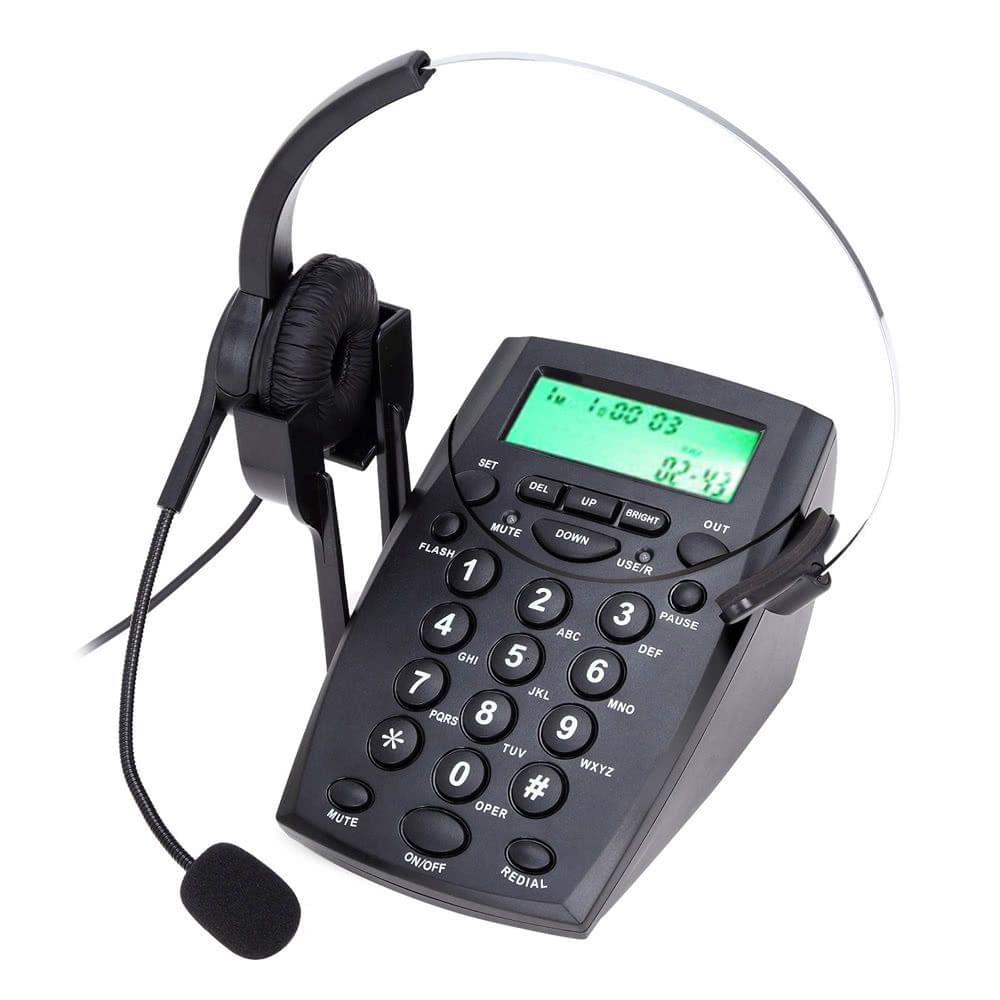 HT500 Headset Telephone Desk Phone Headphones Headset Hands-free Call Center Noise Cancellation Monaural with Backlight