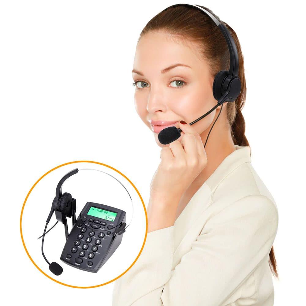 HT500 Headset Telephone Desk Phone Headphones Headset Hands-free Call Center Noise Cancellation Monaural with Backlight