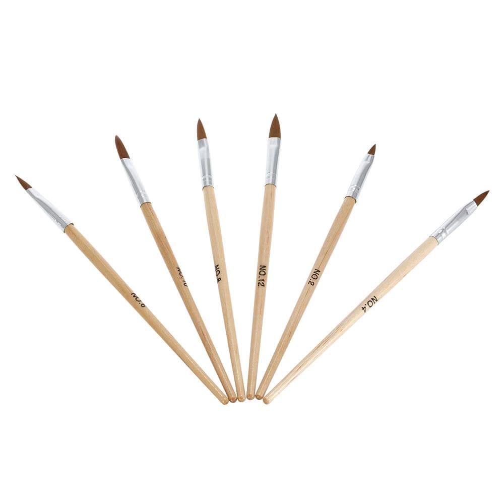 6pcs/set Professional Nail Art Painting Brush Sable Brushes Set Sizes #2/#4/#6/#8/#10/#12 Nail Art Brush Design Pen Kit Wooden Handle