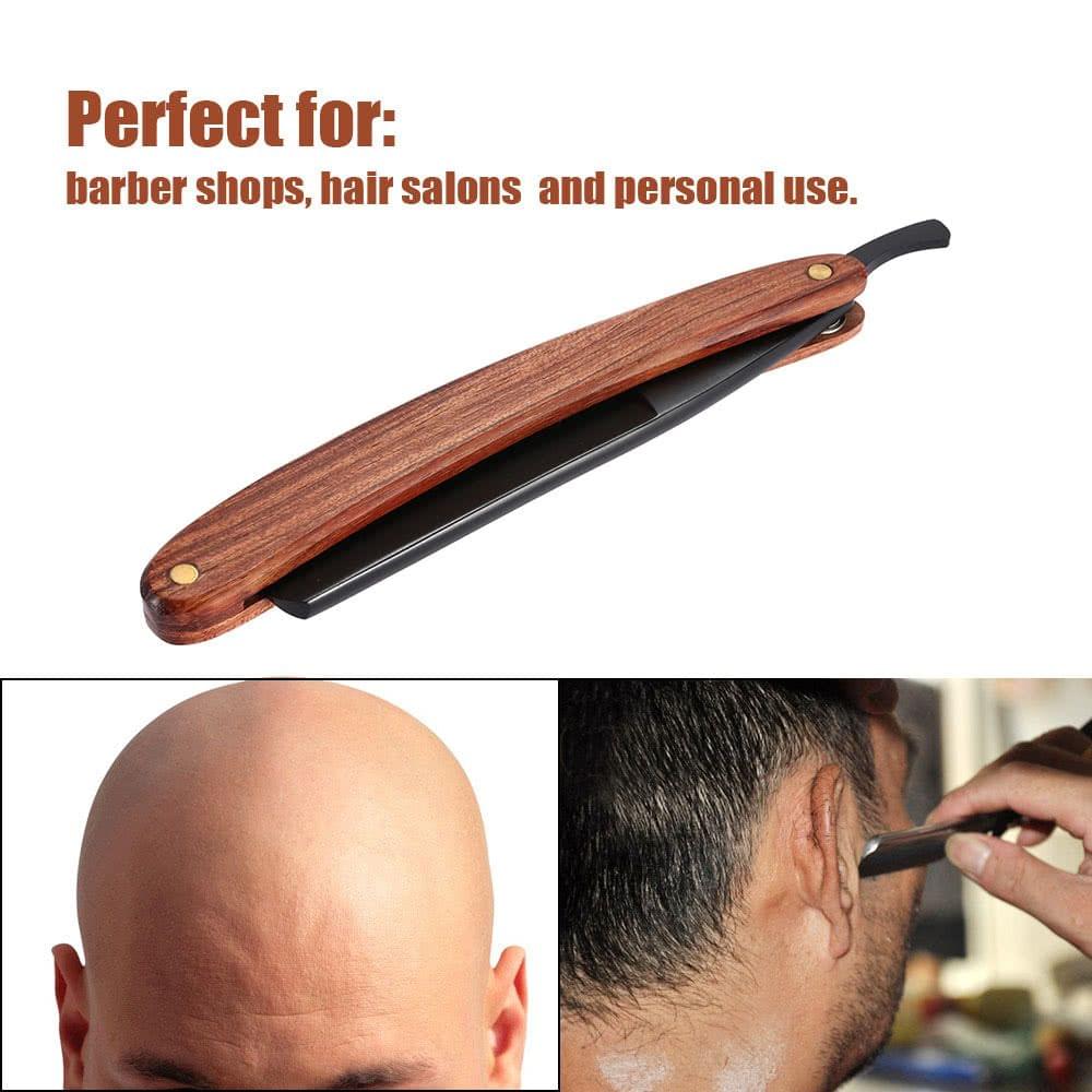 Antique Men's Straight Cut Stainless Steel Folding Razor Retro Barber Beard Throat Shaving Pearwood Handle Male