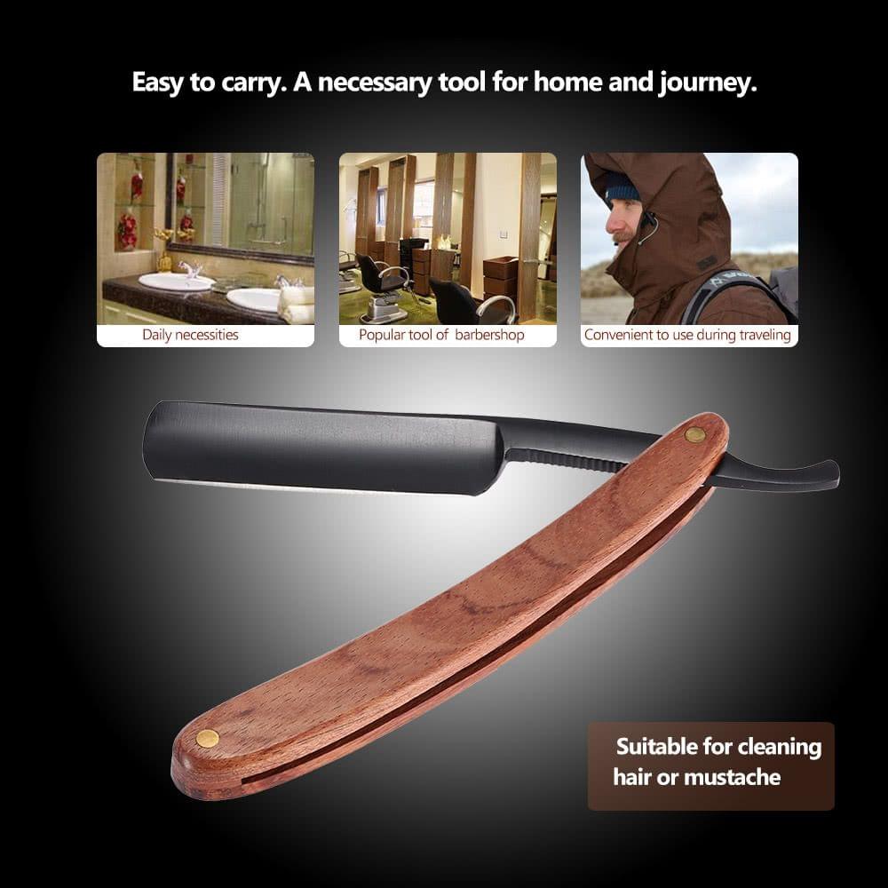 Antique Men's Straight Cut Stainless Steel Folding Razor Retro Barber Beard Throat Shaving Pearwood Handle Male