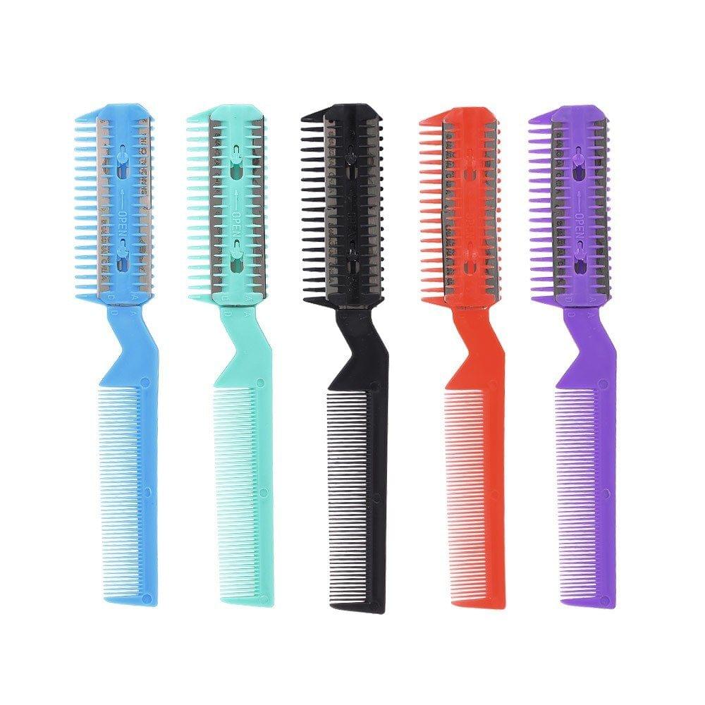 Hair Razor Comb Scissor Double-ended Hair Comb Hairdressing Trimme Hair Shaving Blades Hair Cutting Thinning DIY Styling Tool Random Color