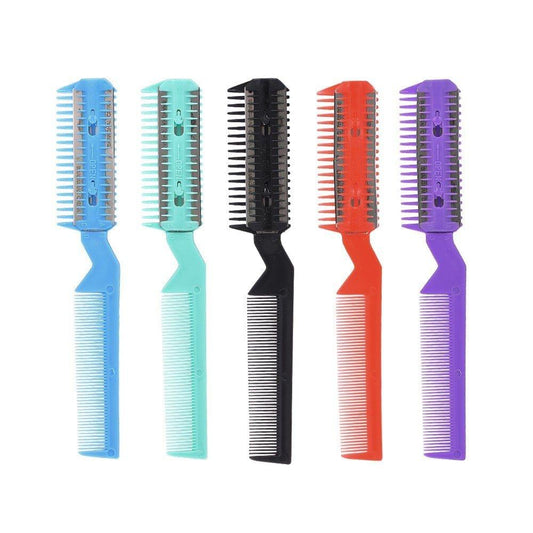 Hair Razor Comb Scissor Double-ended Hair Comb Hairdressing Trimme Hair Shaving Blades Hair Cutting Thinning DIY Styling Tool Random Color