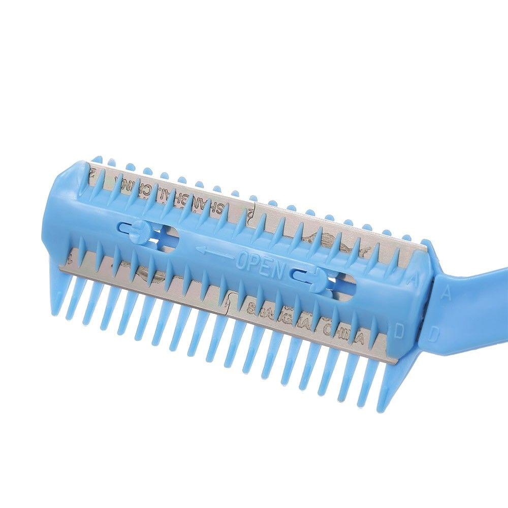 Hair Razor Comb Scissor Double-ended Hair Comb Hairdressing Trimme Hair Shaving Blades Hair Cutting Thinning DIY Styling Tool Random Color