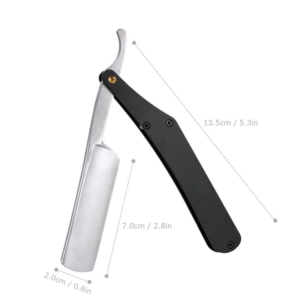 Stainless Steel Razor Straight Edge Barber Razor Folding Shaving Knife Hair Eyebrow Beard Shaver Shaving Tool Silver