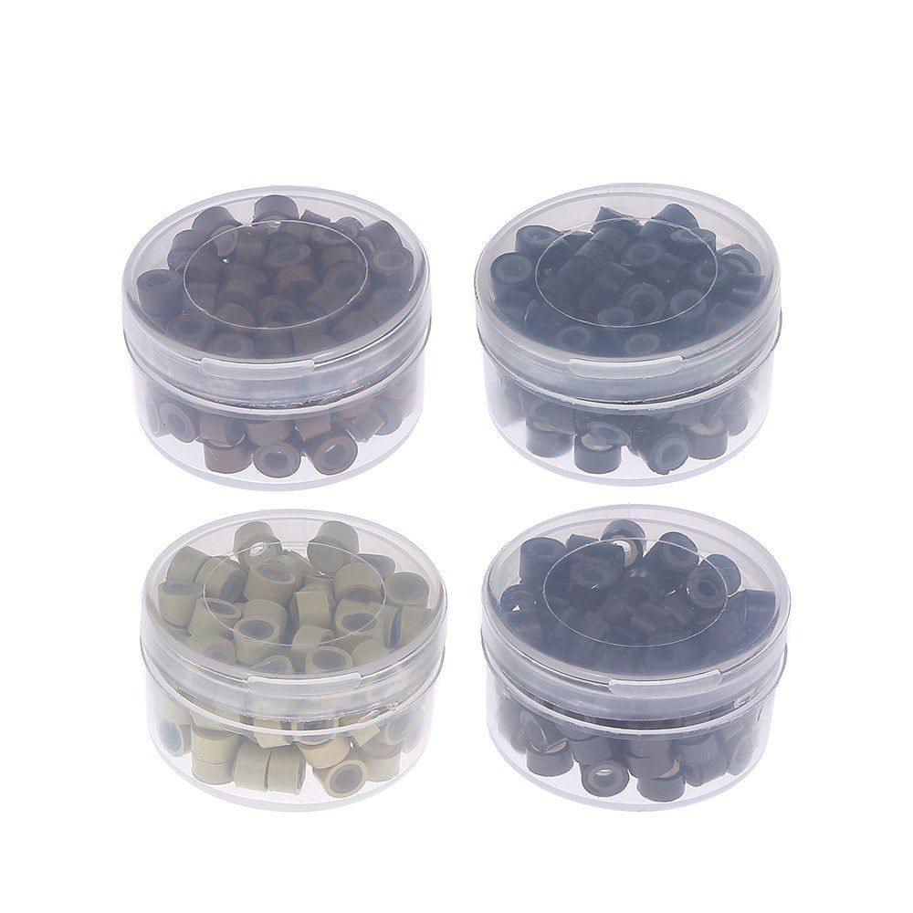 Hair Extension Tool Set 400Pcs Silicone Micro Beads + 10 Pcs Protector Shield + Pulling Needle + Ring Needle Hairdressing Makeup Kits