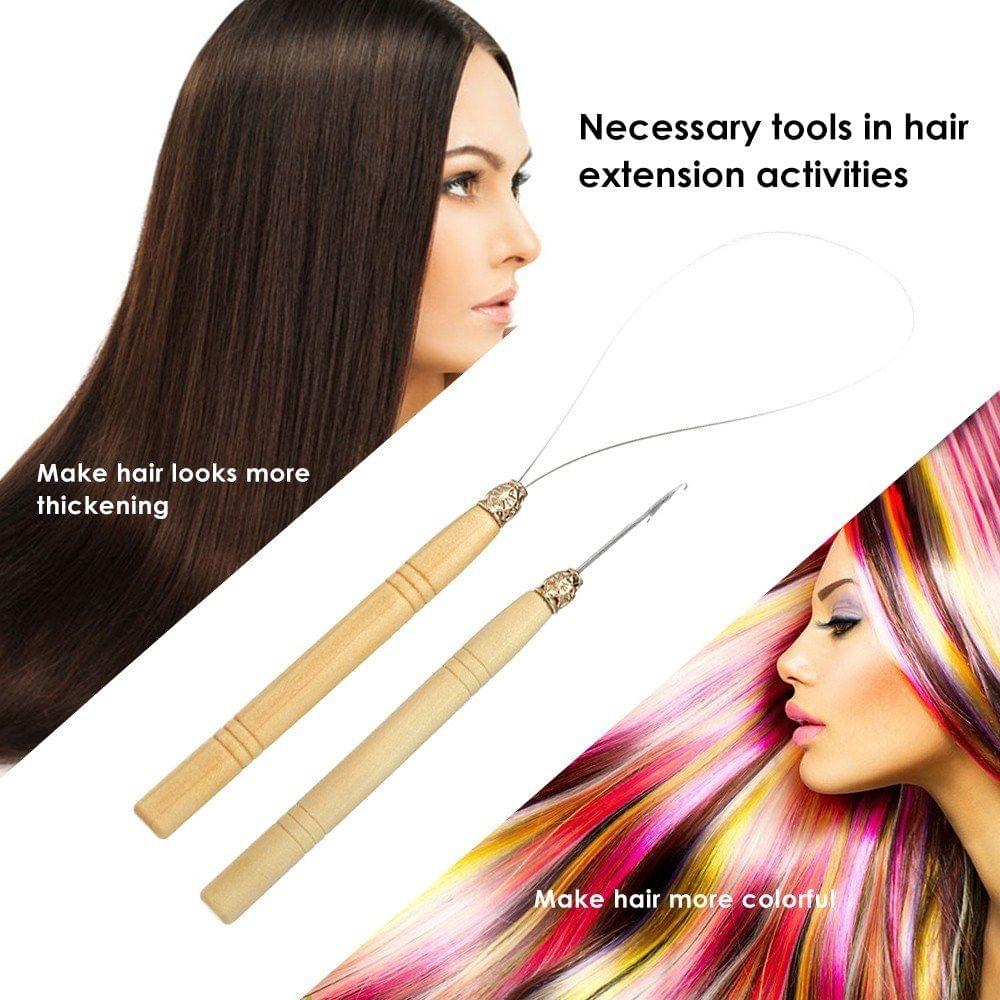 Hair Extension Tool Set 400Pcs Silicone Micro Beads + 10 Pcs Protector Shield + Pulling Needle + Ring Needle Hairdressing Makeup Kits