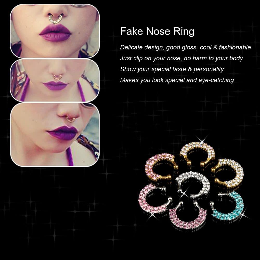 Nose Ring Fake Septum Clip on Non-piercing Hanger-ring