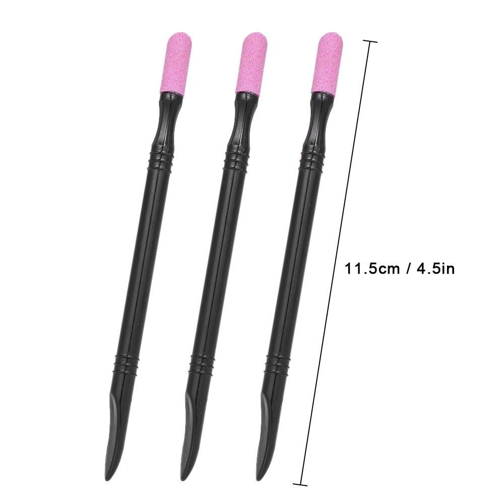 3 Pcs Nail Cuticle Remover Sanding Nail Art File Pen Nail Cuticle Pusher Nail Beauty Manicure Tools
