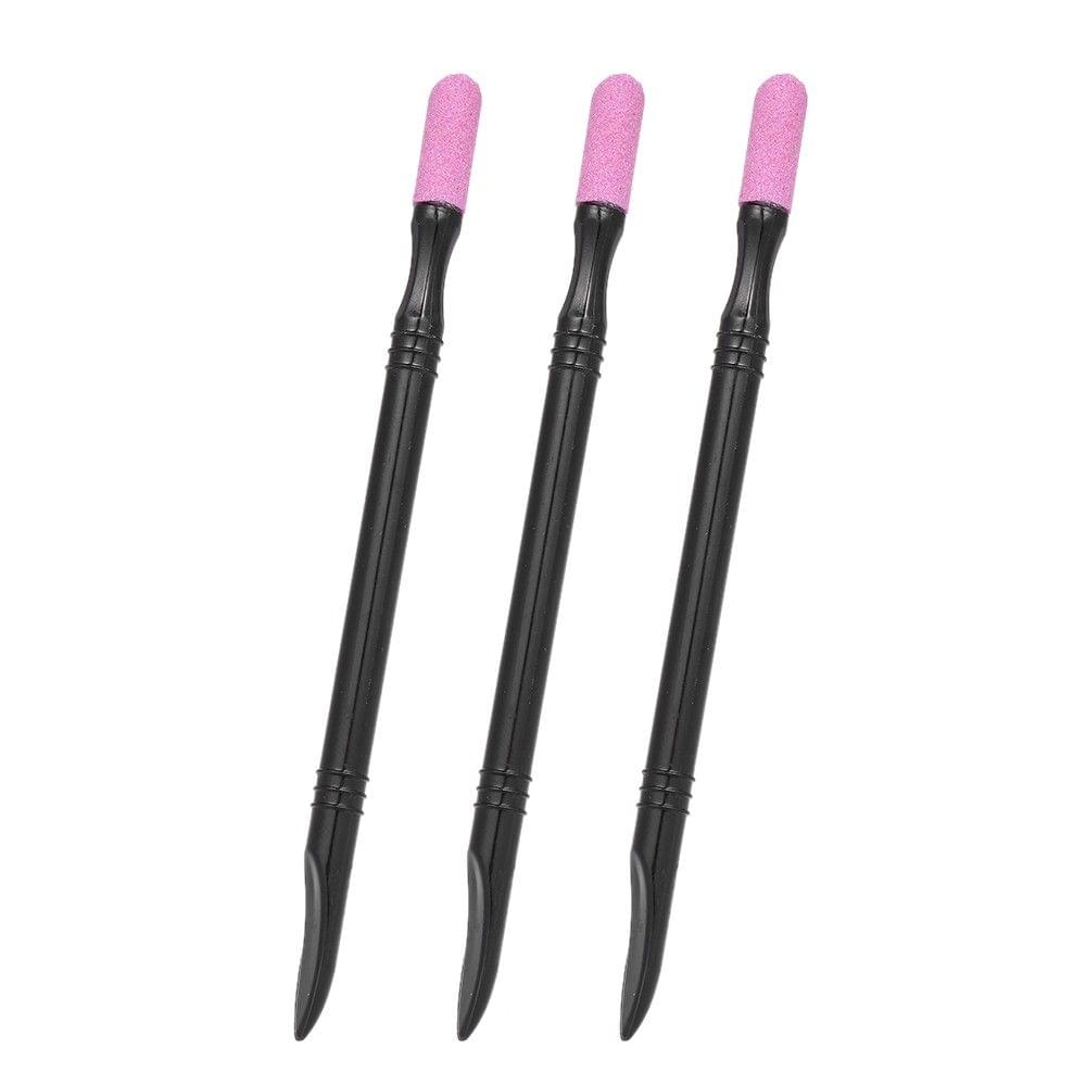 3 Pcs Nail Cuticle Remover Sanding Nail Art File Pen Nail Cuticle Pusher Nail Beauty Manicure Tools