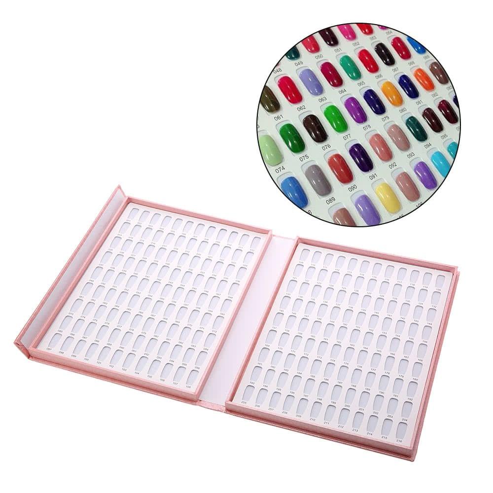 Professional 216/120 Colo White Nail Gel Polish Display Chart with Tips Nail Polish Color Card Chart Nail Art Salon Set