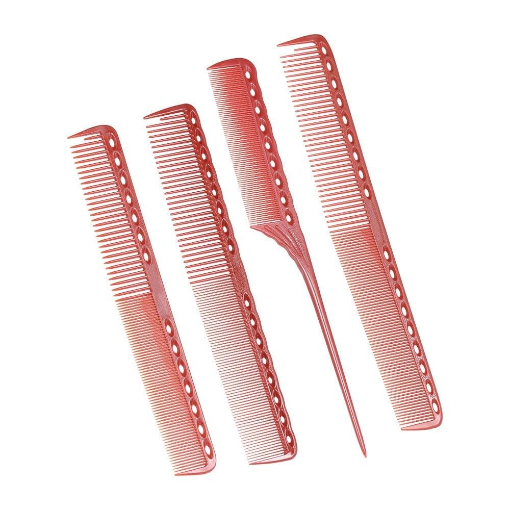 4 Pcs Professional Hair Scale Comb Set Salon Hair Cutting Styling Measure Combs Tail Comb Anti-Static Hairdressing Brush