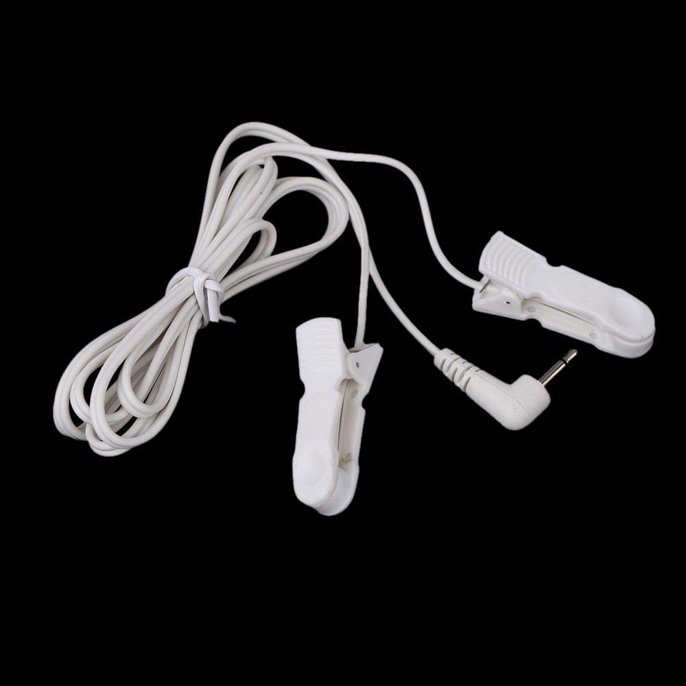 Lead Wires Connecting Cables with 2 Ear Clips for Digital TENS Therapy Machine Massager 2.5mm Plug