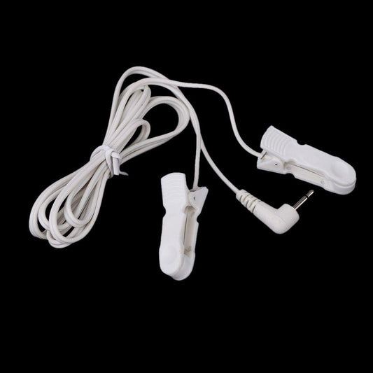 Lead Wires Connecting Cables with 2 Ear Clips for Digital TENS Therapy Machine Massager 2.5mm Plug
