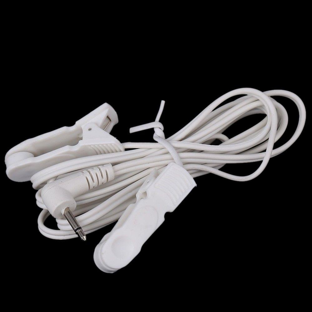 Lead Wires Connecting Cables with 2 Ear Clips for Digital TENS Therapy Machine Massager 2.5mm Plug