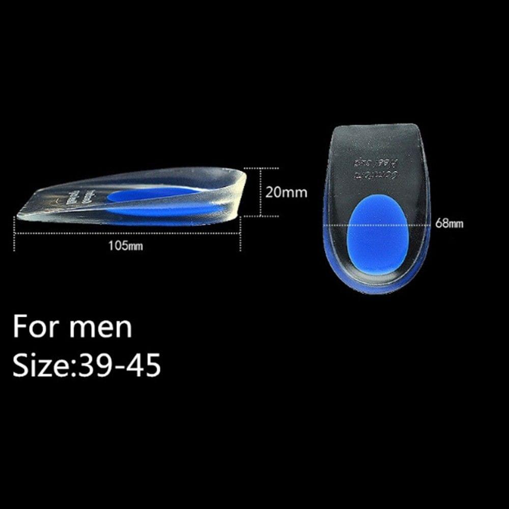 Soft Silicone Increase Heel Support Pad Cup Gel Shock Cushion Orthotic Insole Plantar Care Half-height