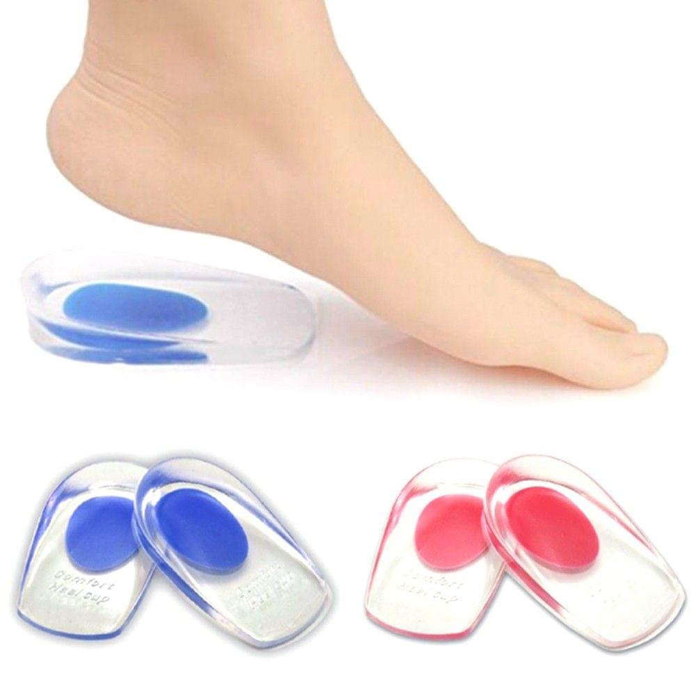 Soft Silicone Increase Heel Support Pad Cup Gel Shock Cushion Orthotic Insole Plantar Care Half-height