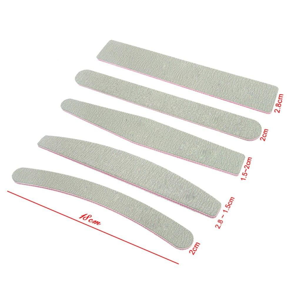 5pcs/lot Nail Files 100/180 Grit 5 Different Shapes Length 18CM Thin 0.4CM Nail Buffer Block for Nail Care Polish