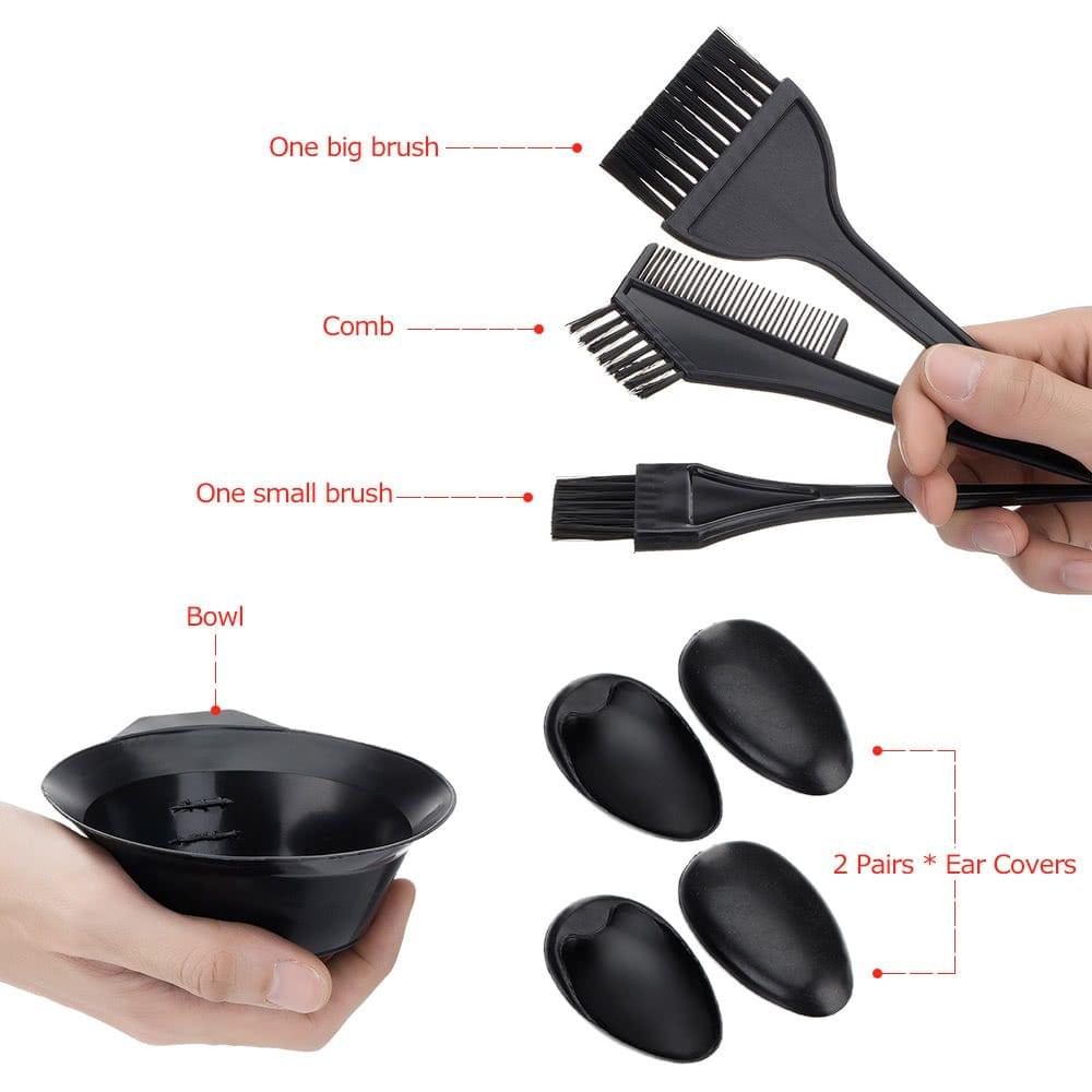 5Pcs Salon Hair Coloring Dyeing Hair Kit DIY Hair Coloring Tool Set Bowl & Brushes & Two-edged Comb & Ear Cove