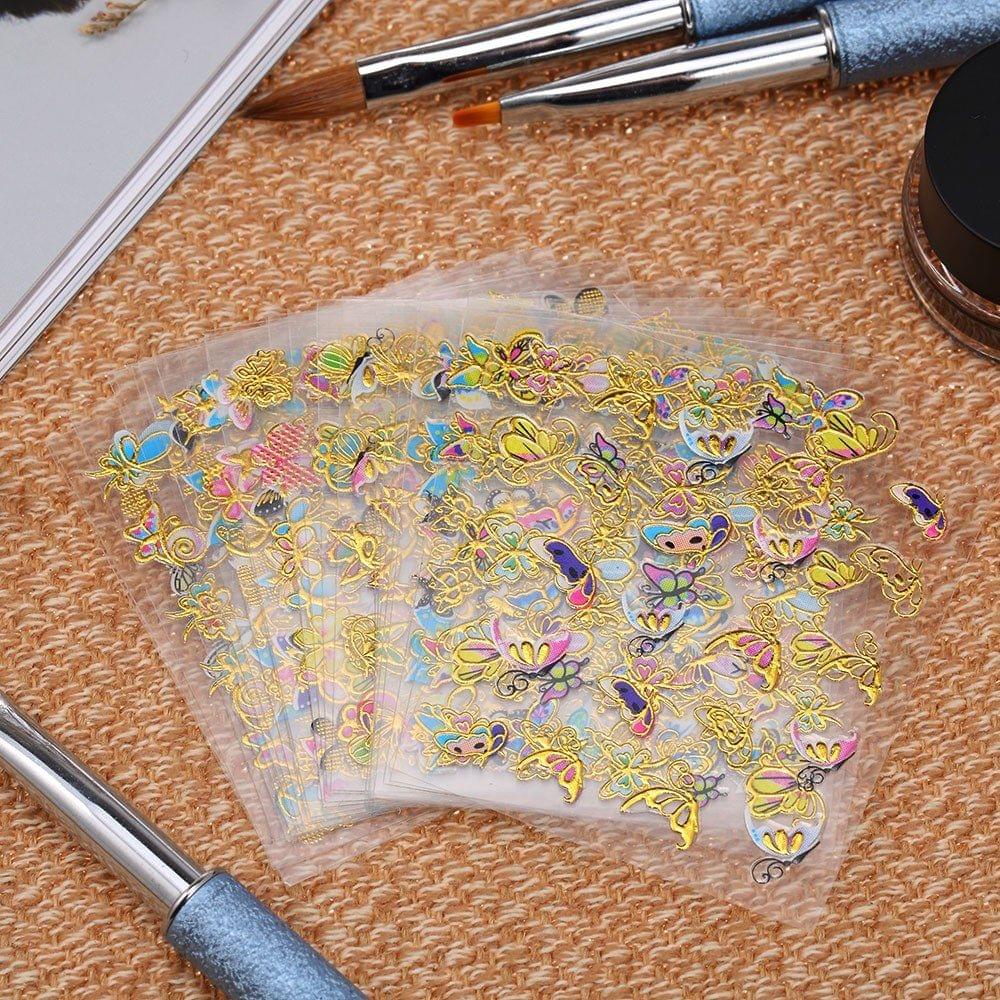 24 Sheets Multistyle Nail Art Decorations Butterfly 3D Sticke Gel Polish Tips DIY Self-adhesive Easy Transfer