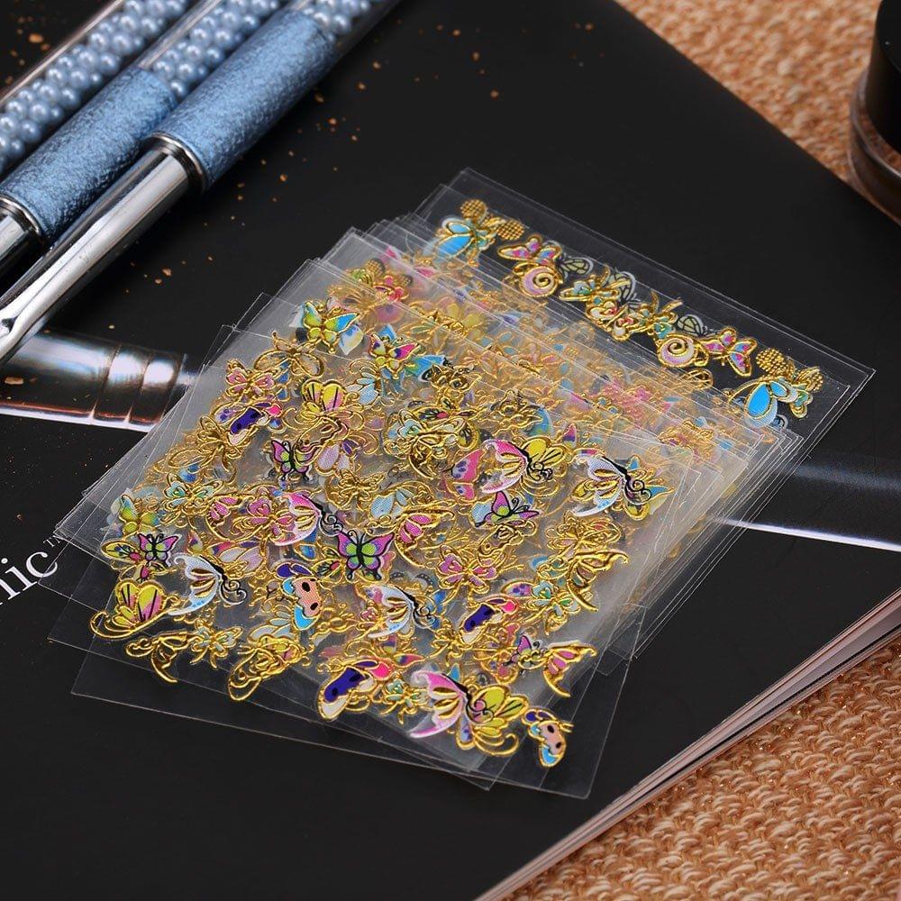 24 Sheets Multistyle Nail Art Decorations Butterfly 3D Sticke Gel Polish Tips DIY Self-adhesive Easy Transfer