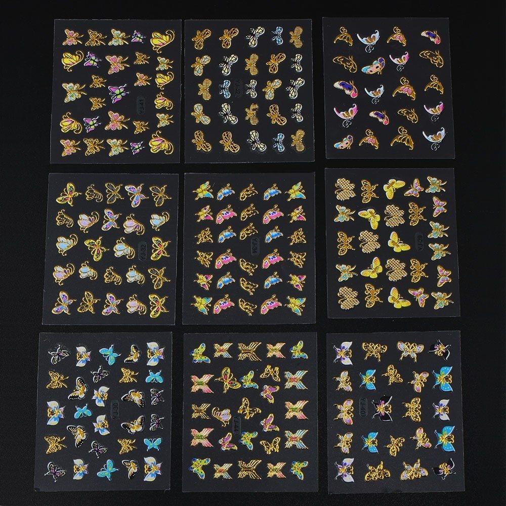 24 Sheets Multistyle Nail Art Decorations Butterfly 3D Sticke Gel Polish Tips DIY Self-adhesive Easy Transfer