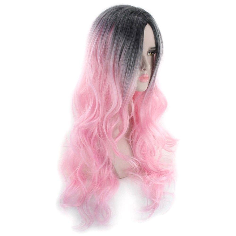 Women Haityle Gradient Color Wave Curls Long Curly Hair Wig