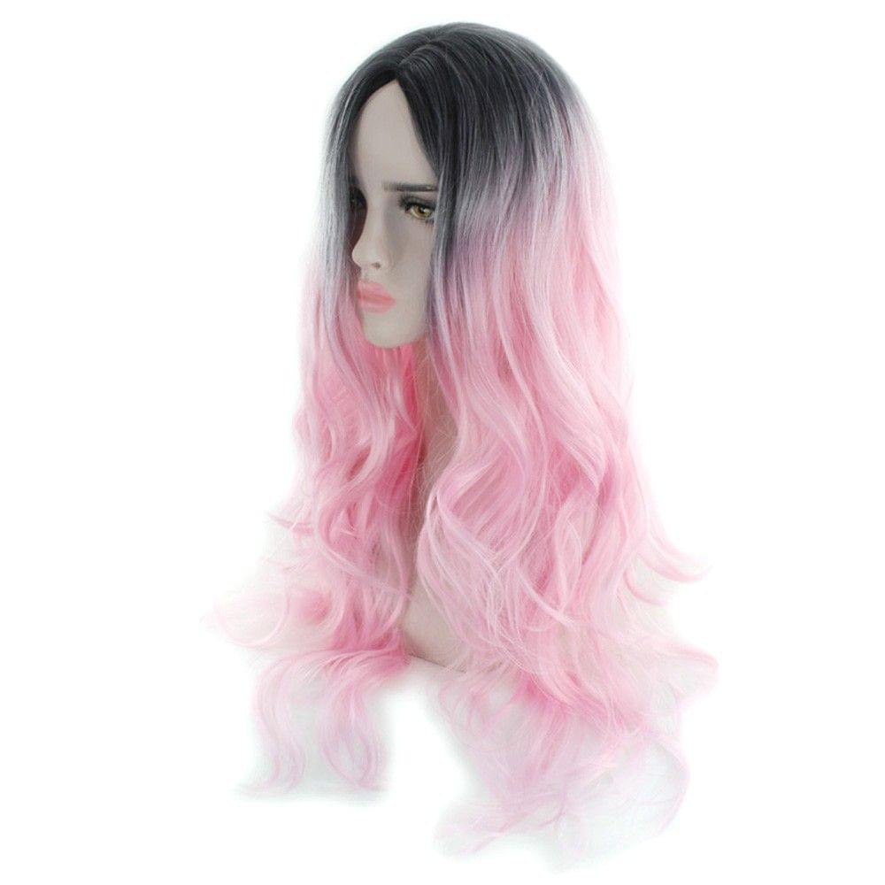 Women Haityle Gradient Color Wave Curls Long Curly Hair Wig