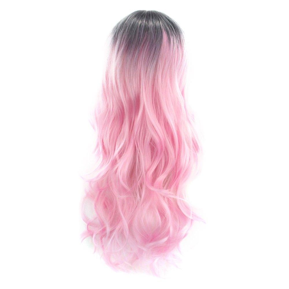 Women Haityle Gradient Color Wave Curls Long Curly Hair Wig