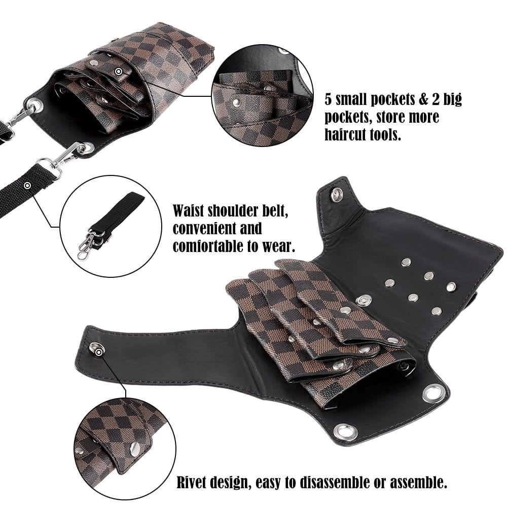 Barber Holster Pouch Holder Rivet Hair Scissor Bags Clips PU Leather Waist Shoulder Belt