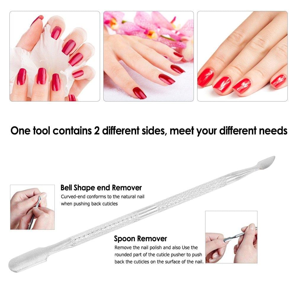 4pcs Stainless Steel Double-ended Nail Pusher Set Nail Glue Remover Nail Cuticle Remover Anti-slip Manicure Pedicure Cuticle Pusher Dead Skin Trimmer Nail Cleaner