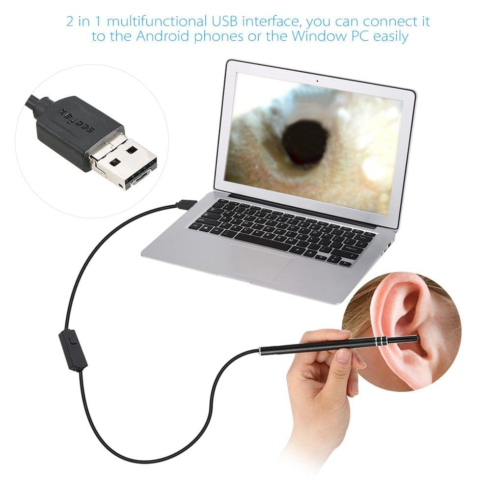 6 LED 5.5MM Lens Endoscope Inspection USB Wire Snake Tube Camera for Ear Nose Throat Health Care, Work with Android and Window PC