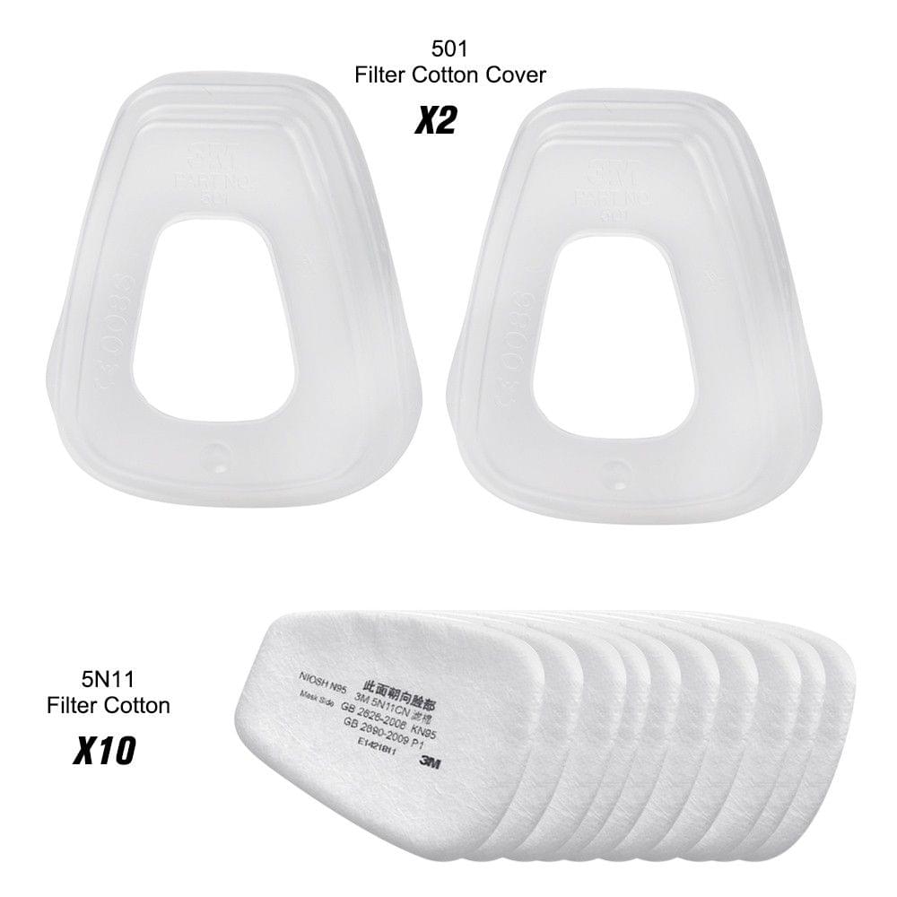 3M 5N11 10PCS Filter Cotton & 2PCS 501 Filter cover N95 Particulate Filter for Gas Mask Respirator Use with 6000 Series Filter Cartridges