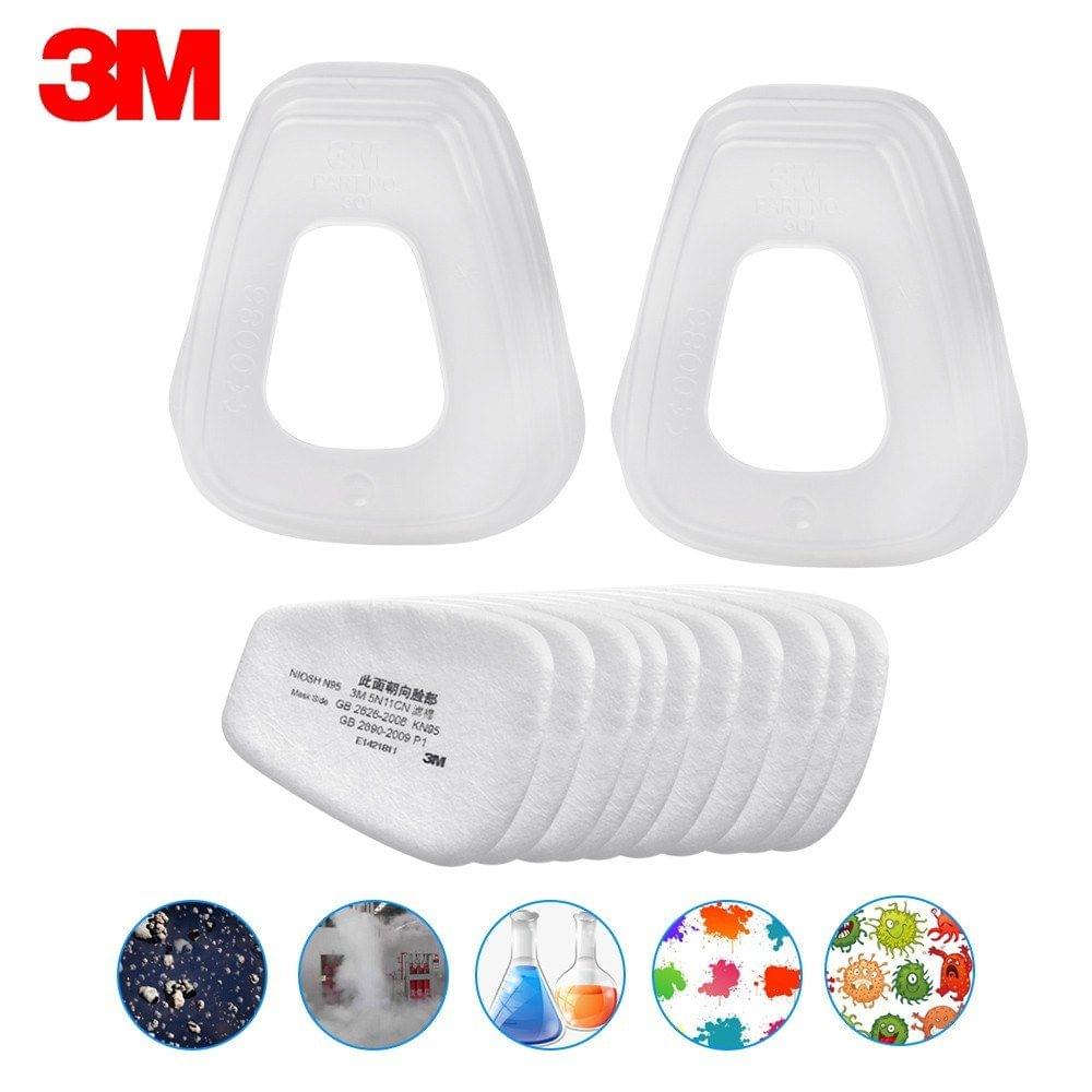 3M 5N11 10PCS Filter Cotton & 2PCS 501 Filter cover N95 Particulate Filter for Gas Mask Respirator Use with 6000 Series Filter Cartridges