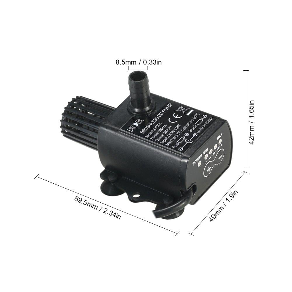 Decdeal Ultra-quiet Mini USB DC5V 4.8W 300L/H Lift 300cm Brushless Water Pump Waterproof Submeible Fountain with Flow Adjustment Function