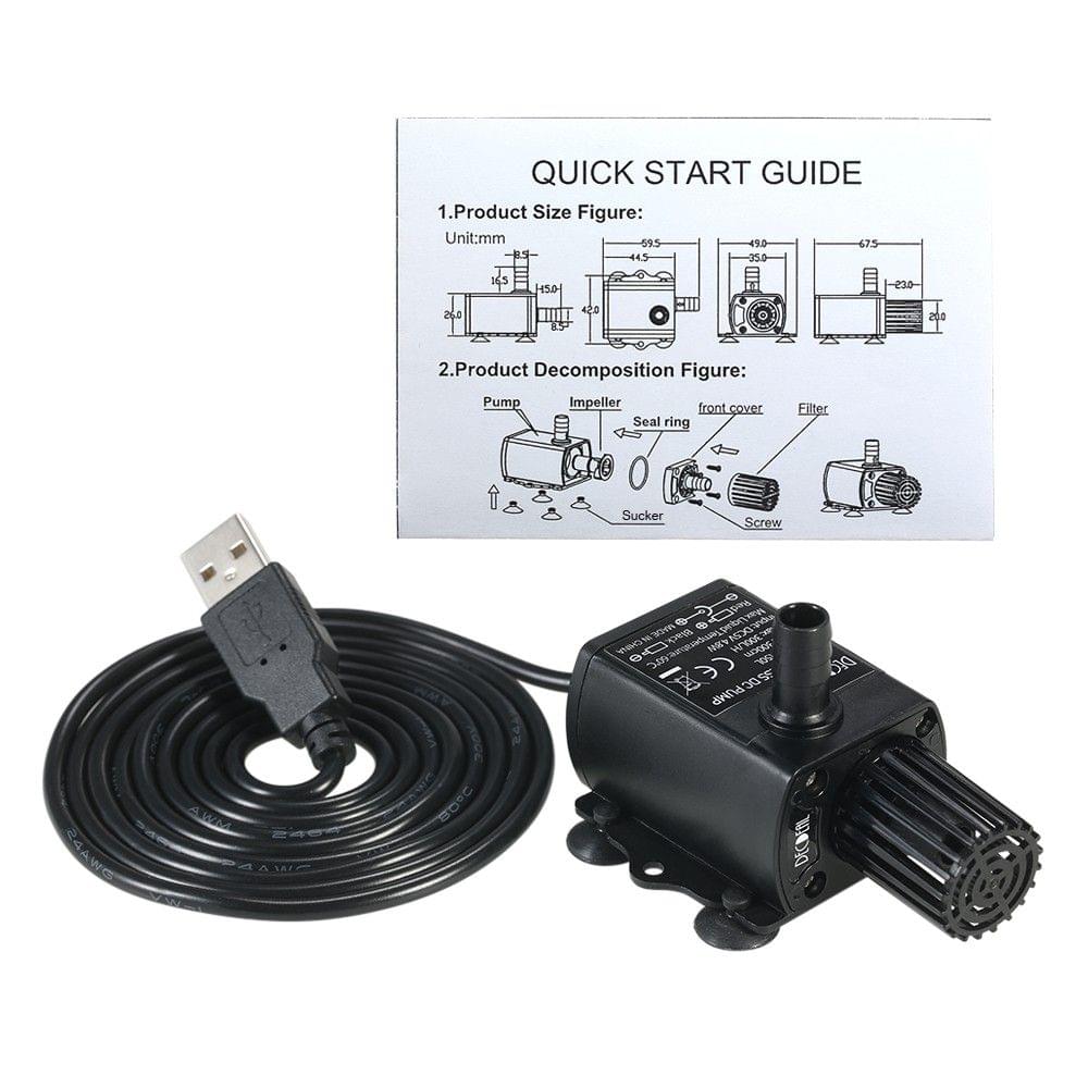 Decdeal Ultra-quiet Mini USB DC5V 4.8W 300L/H Lift 300cm Brushless Water Pump Waterproof Submeible Fountain with Flow Adjustment Function